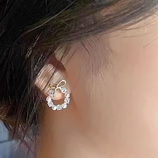 Boucles d'oreilles à tige en fausses perles et strass