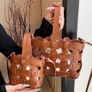 Cutout Faux Leather Crossbody Bag