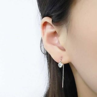 Boucle d'oreille en alliage avec strass en forme de cœur