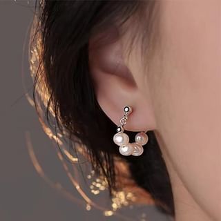 Faux Pearl Alloy Hoop Earring