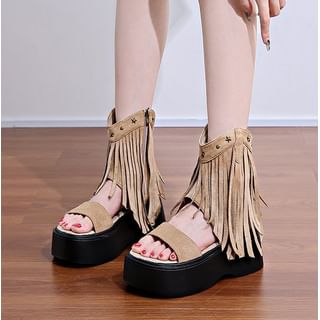 Studded Tassel Platform Sandals