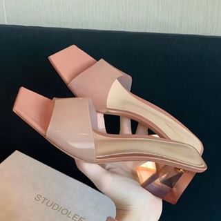 Block Heel Slide Sandals