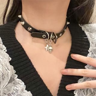 Studded Faux Leather Choker