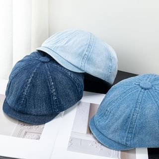 Denim Short Brim Newsboy Cap