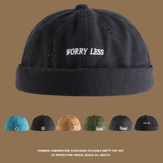 Letter Embroidered Brimless Cap