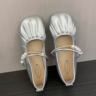 Ballerines froncées en fausses perles