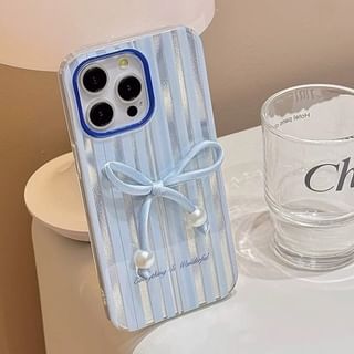 Phone Set Case Pearl Decoration Striped / Bow Adhesive Faux