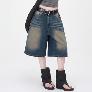 Low Rise Washed Denim Jorts