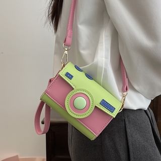 Color Block Camera Flap Crossbody Bag