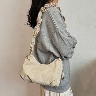 Ruched Strap Plain Crossbody Bag