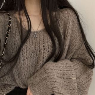 Bubble-Sleeve Crochet-Knit Sweater in 5 Colors