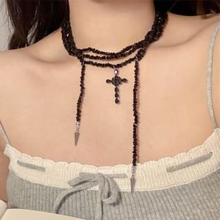 Beaded Cross Layered Necklace