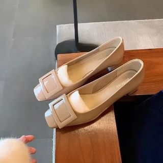 Buckled Toe Heel Chunky Pumps Square