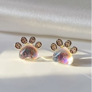 Paw Rhinestone Gemstone Ear Stud