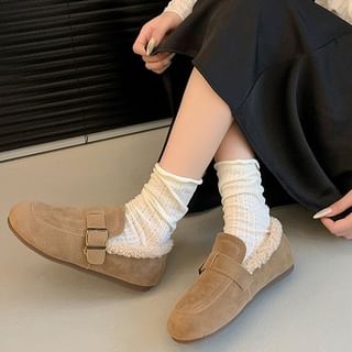 Fleece-Lined Buckled Loafers