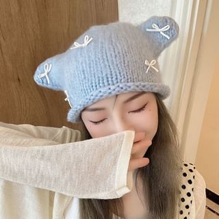 Animal Ear Bow Knit Beanie