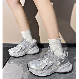 Platform Panel Mesh Sneakers