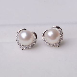 Faux Pearl Rhinestone Ear Stud