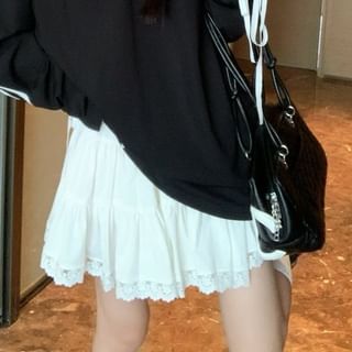 Mid Rise Solid Flared Mini Skirt