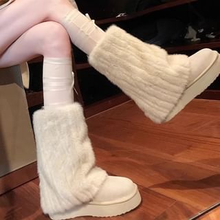 Mid Snow Platform Panel Calf Boots Fluffy