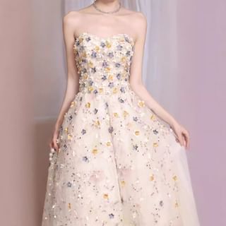 Floral Embroidered Sequin A-Line Evening Gown (Various Designs)