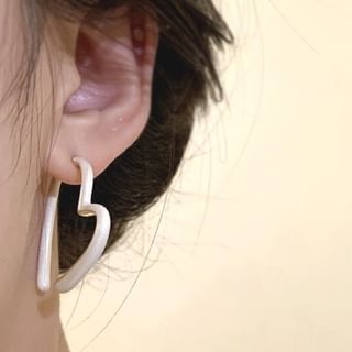 Heart Glaze Alloy Open Hoop Earring