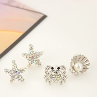 Starfish / Crab / Shell Rhinestone Faux Pearl Alloy Stud Earring