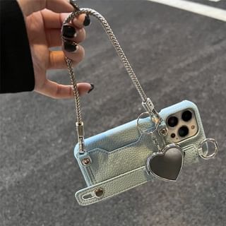 Phone Faux Case Leather Heart Mirror