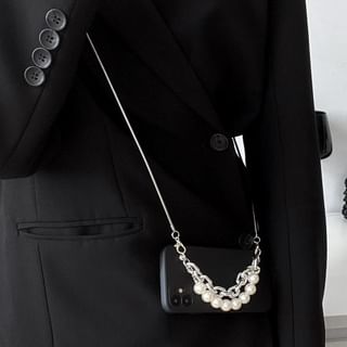 / Strap Case Pearl Phone Lanyard Faux Alloy