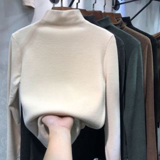 Long Sleeve Mock Neck Plain Top