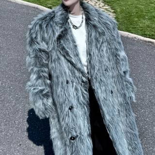 Plain Faux Fur Maxi Coat