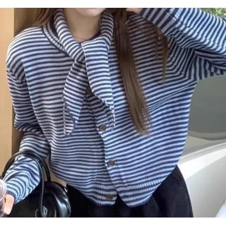 Striped Shawl Collar Button Front Jacket