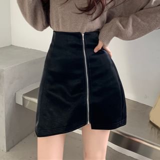 Asymmetric Pencil Skirt - High Waist Mini Length
