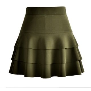 Elevated Waist Tiered Flared Mini Skirt