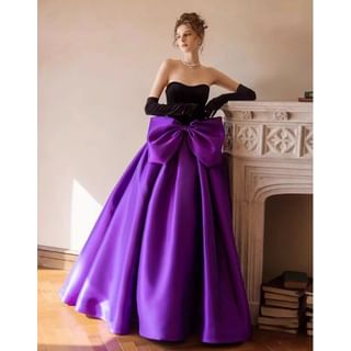 Strapless Two Tone Bow Ball Gown