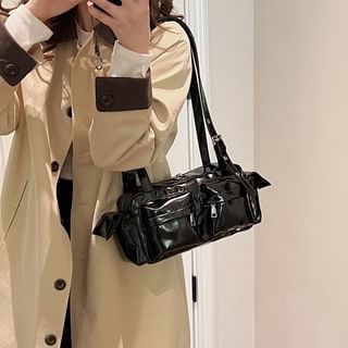 Leather Shoulder Multi-Pocket Faux Bag