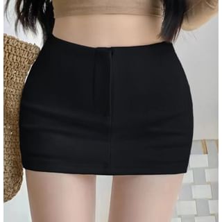 High Waist Plain Mini Pencil Skirt