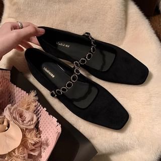 Low Heel Rhinestone Accent Velvet Mary Jane Pumps