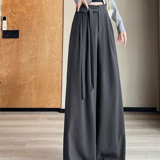 High Rise Asymmetrical Plain Wide Leg Pants (Various Designs)