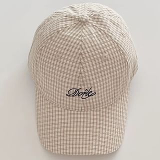Plaid Lettering Embroidered Baseball Cap