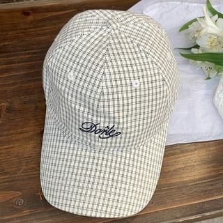 Plaid Lettering Embroidered Baseball Cap