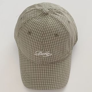 Plaid Lettering Embroidered Baseball Cap