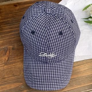 Plaid Lettering Embroidered Baseball Cap