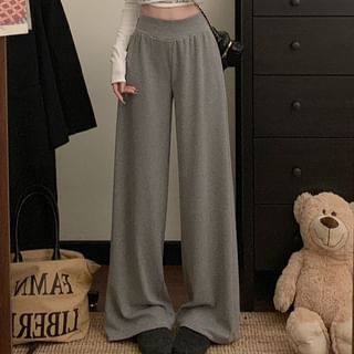 Pantalon large uni taille haute