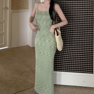 Melange Knit Camisole Top / High Rise Maxi Pencil Skirt