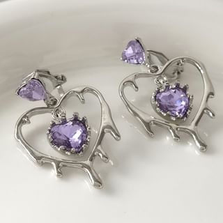 925 Sterling Silver Heart Drop Earring