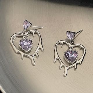 925 Sterling Silver Heart Drop Earring