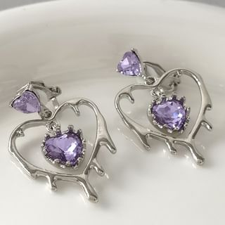 925 Sterling Silver Heart Drop Earring