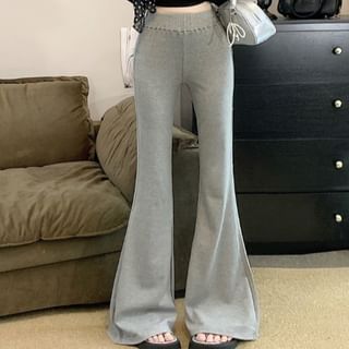 Mid Rise Plain Flared Pants