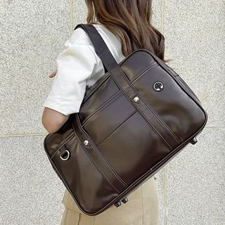 Faux Pocketed Tote Leather Bag